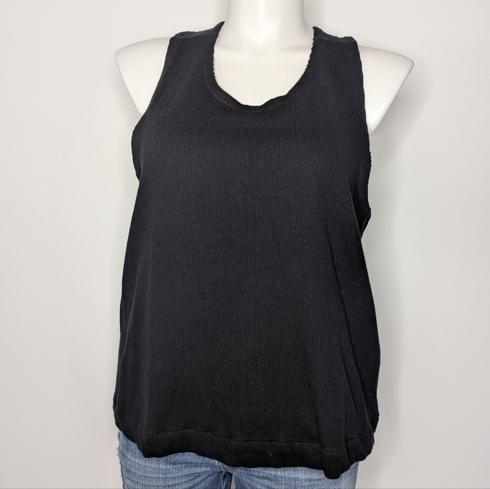 NWT Madewell Black Split Back Knit Ribbed Tank Top XXL